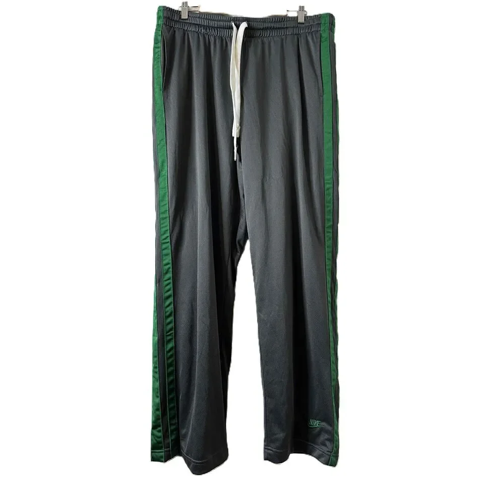 Nike Pants Mens Size XXL Black Unisex Green Side Stripe Elastic Waistband